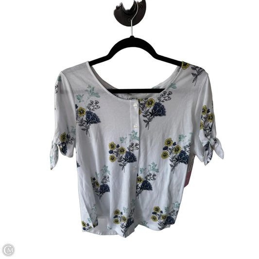 Top Short Sleeve By Loft In Blue & White, Size: M
