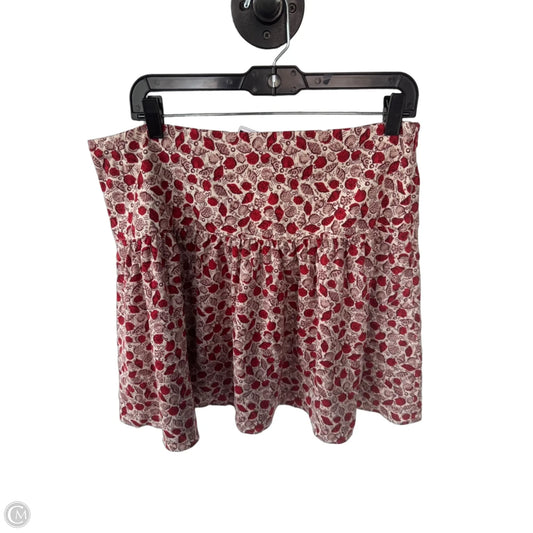 Skirt Mini & Short By Ann Taylor In Cream & Red, Size: L