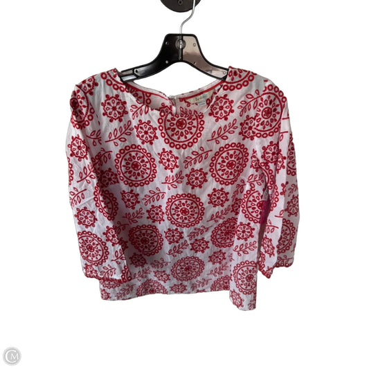Top 3/4 Sleeve By Boden In Red & White, Size: S