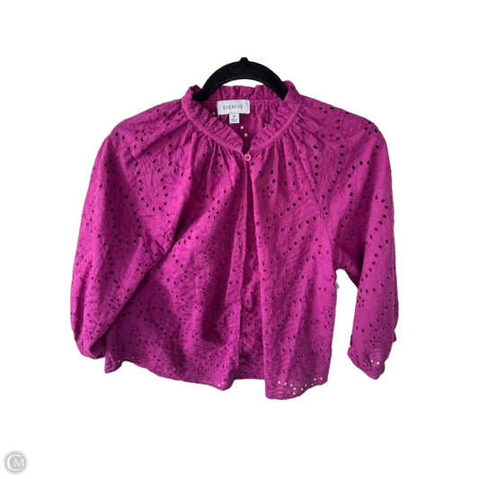 Top Long Sleeve By Evereve In Pink, Size: M