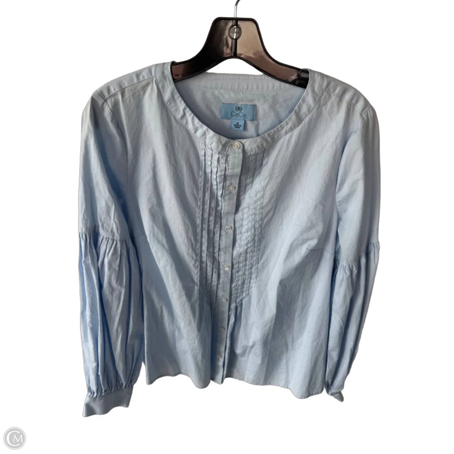 Top Long Sleeve By Cece In Blue, Size: M