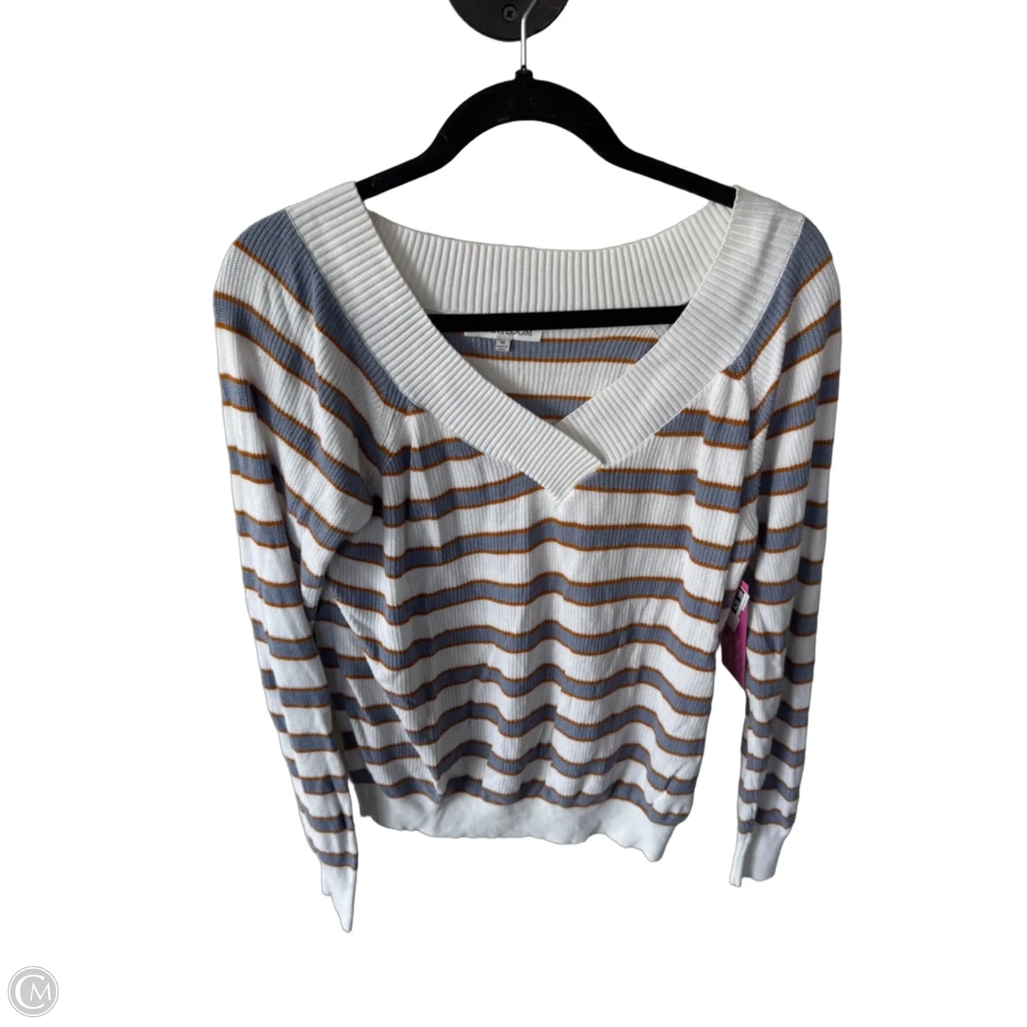 Sweater By Heartloom In Blue & White, Size: M