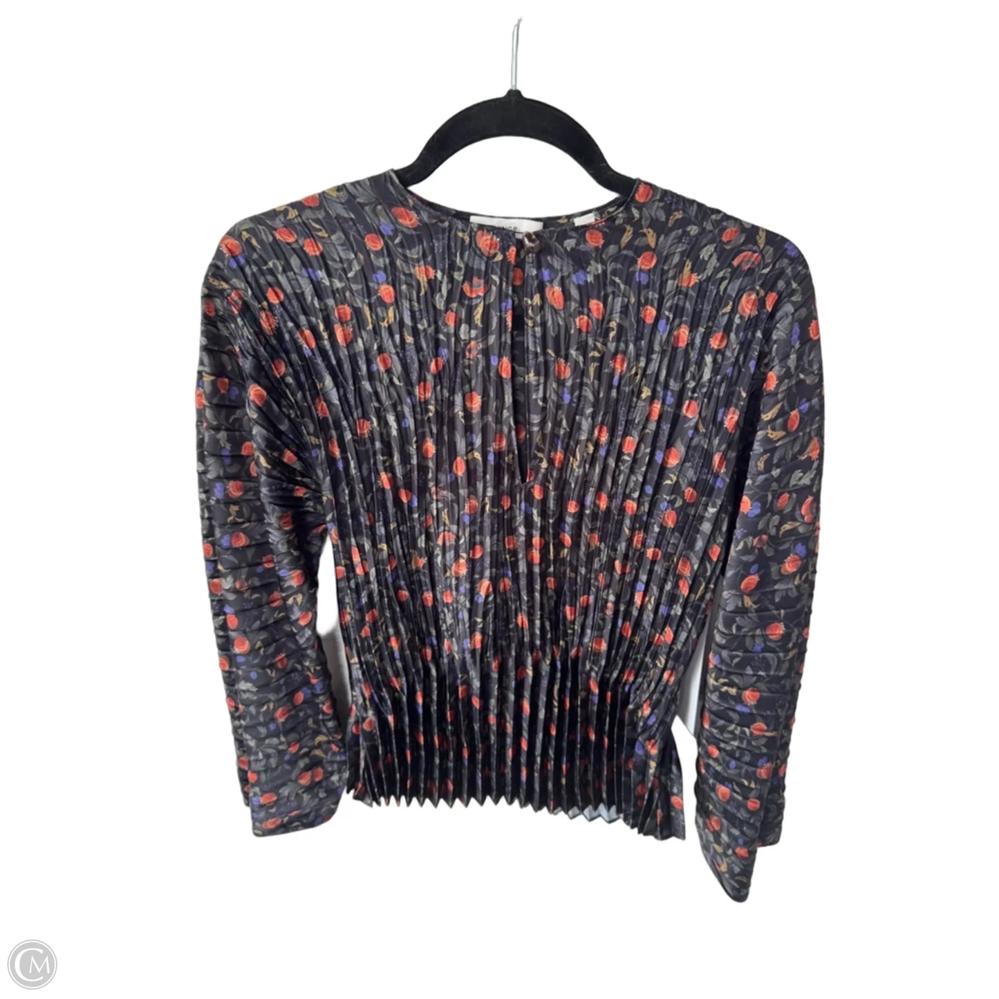 Top Long Sleeve By Vince In Black & Orange, Size: Xxs