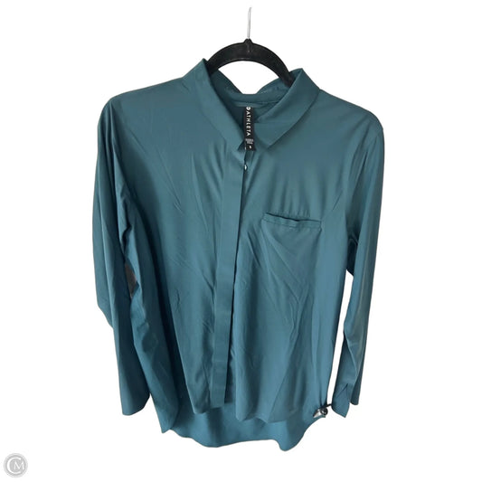 Athletic Top Long Sleeve Collar By Athleta In Teal, Size: S