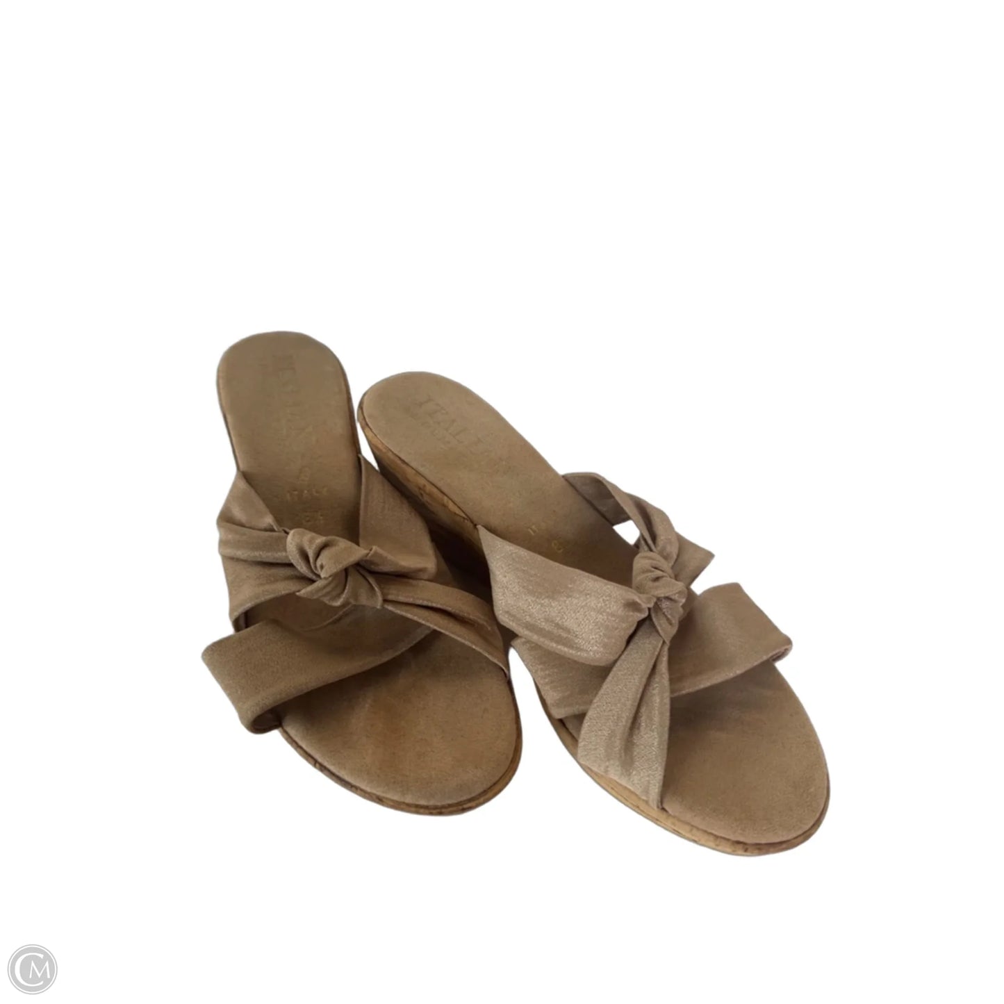 Sandals Heels Wedge By Italian Shoemakers In Tan, Size: 8.5