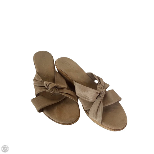Sandals Heels Wedge By Italian Shoemakers In Tan, Size: 8.5