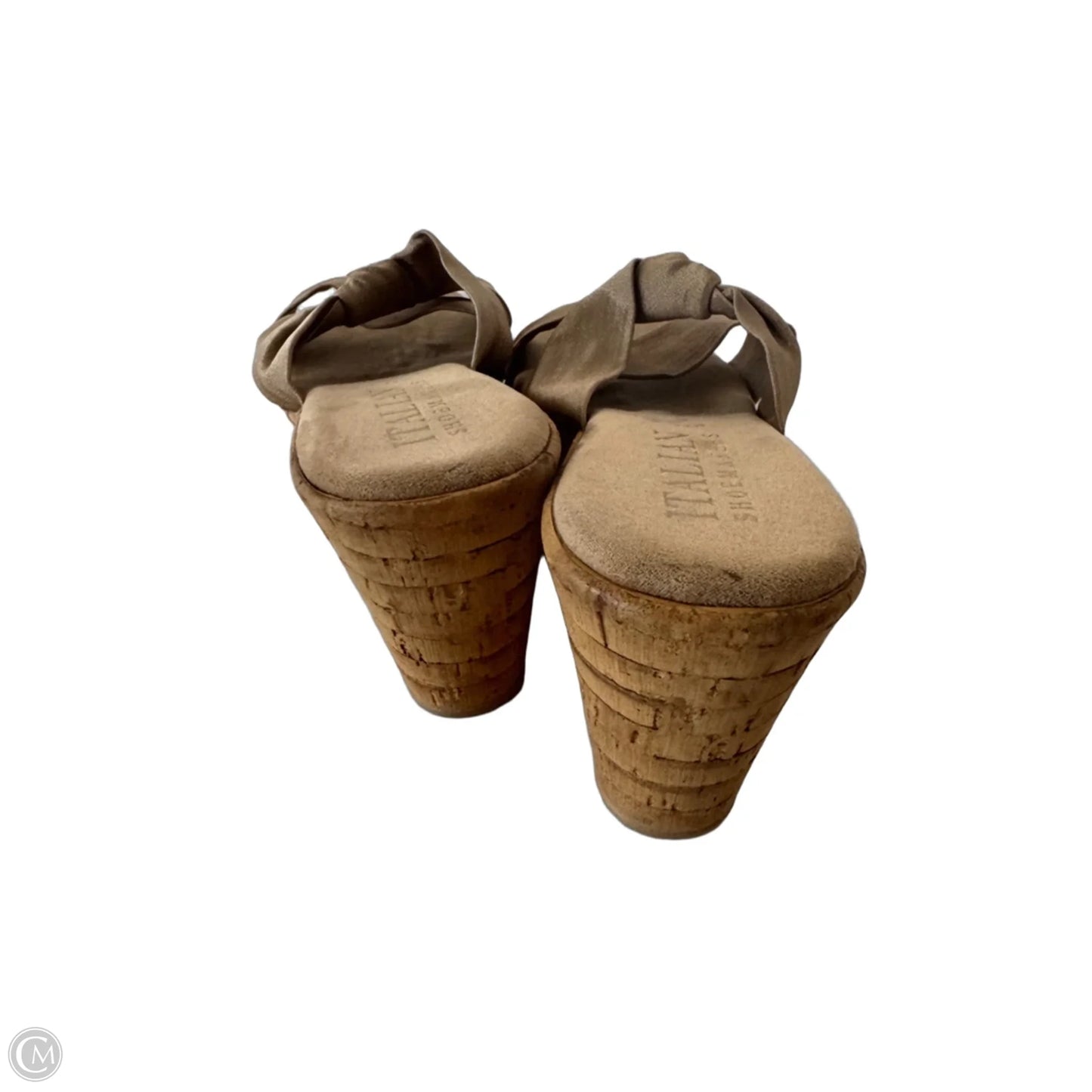 Sandals Heels Wedge By Italian Shoemakers In Tan, Size: 8.5