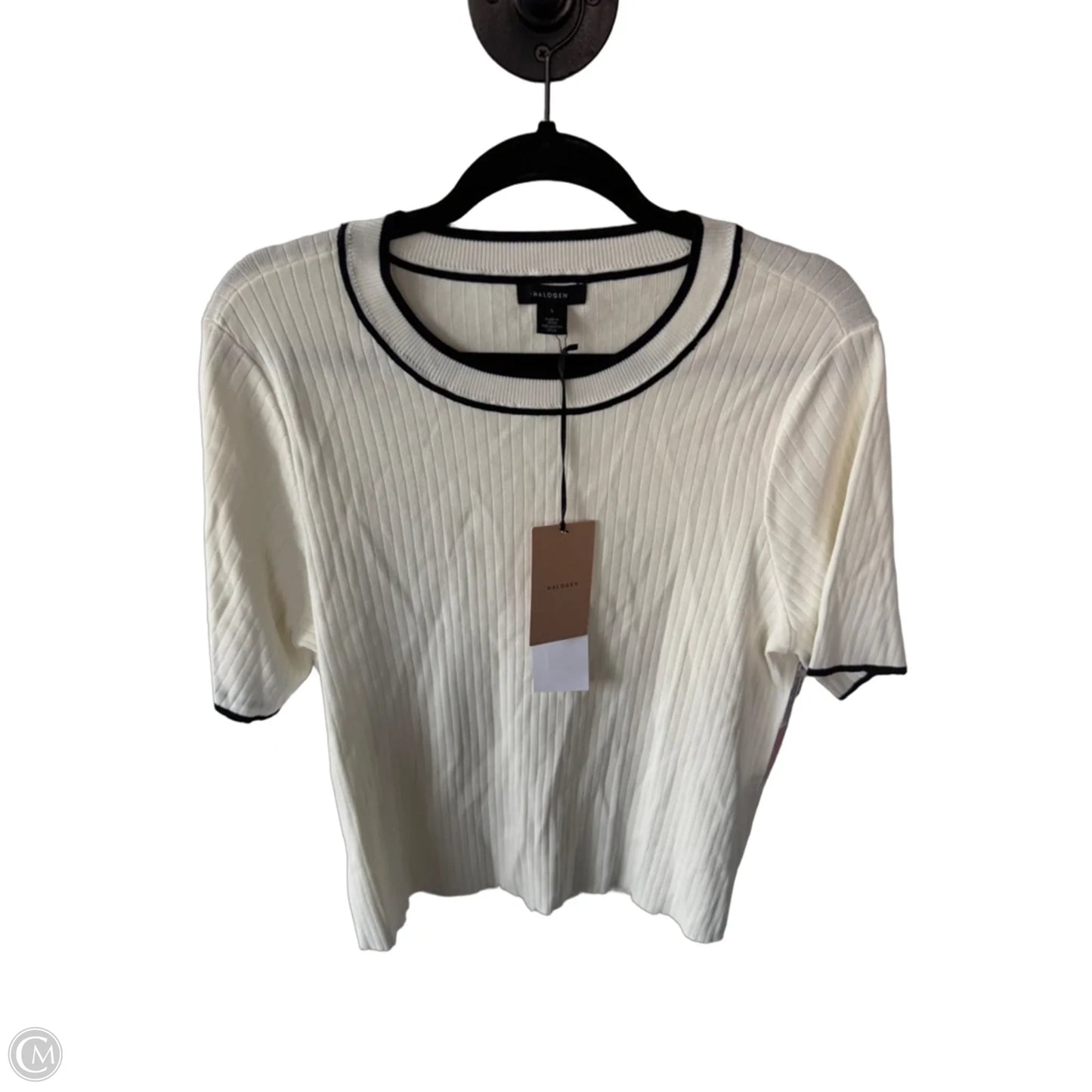 Top Short Sleeve By Halogen In Black & Cream, Size: L