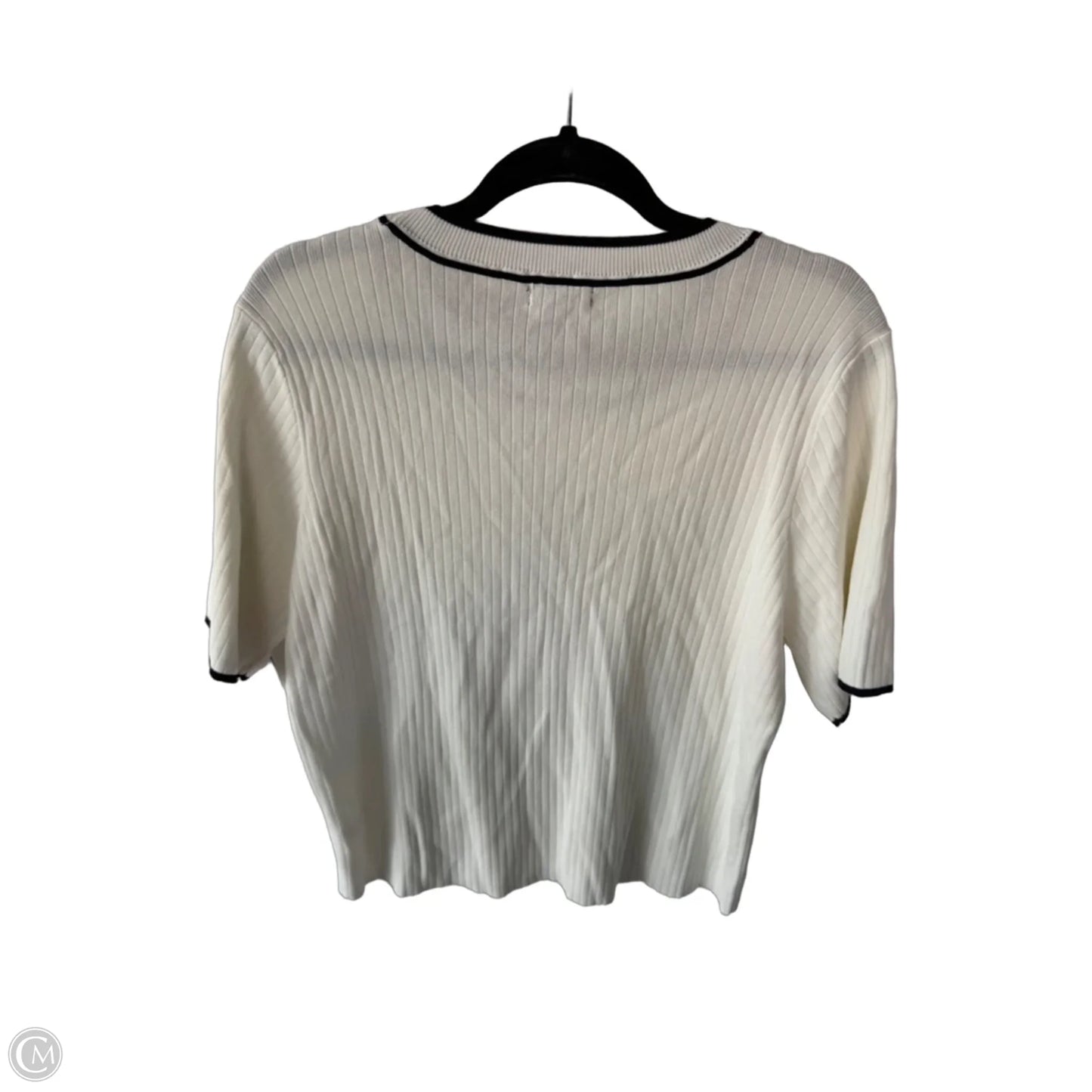 Top Short Sleeve By Halogen In Black & Cream, Size: L