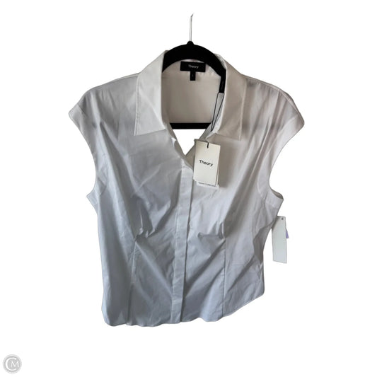 Blouse Sleeveless By Theory In White, Size: L