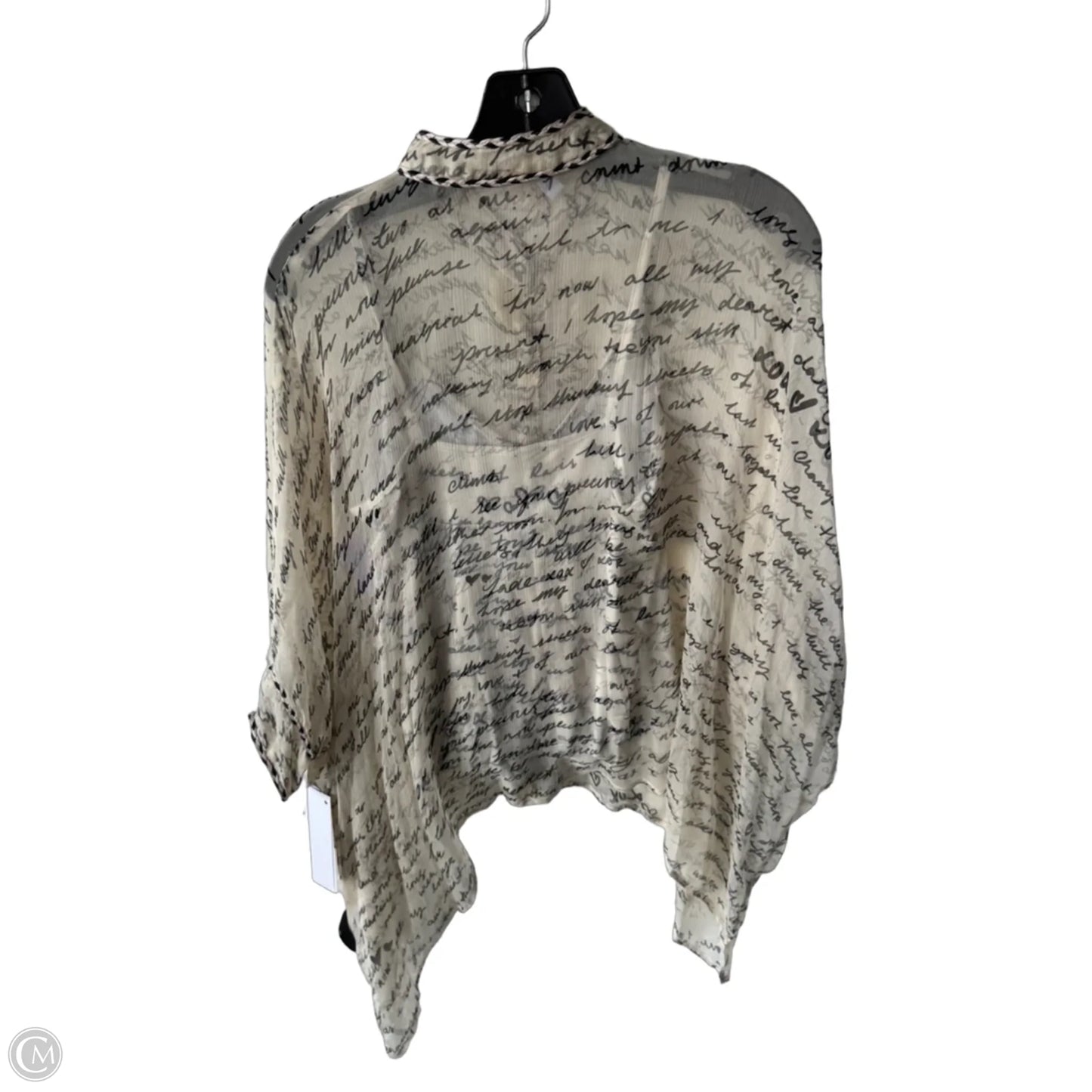 Top 3/4 Sleeve Designer By Johnny Was In Black & Cream, Size: S