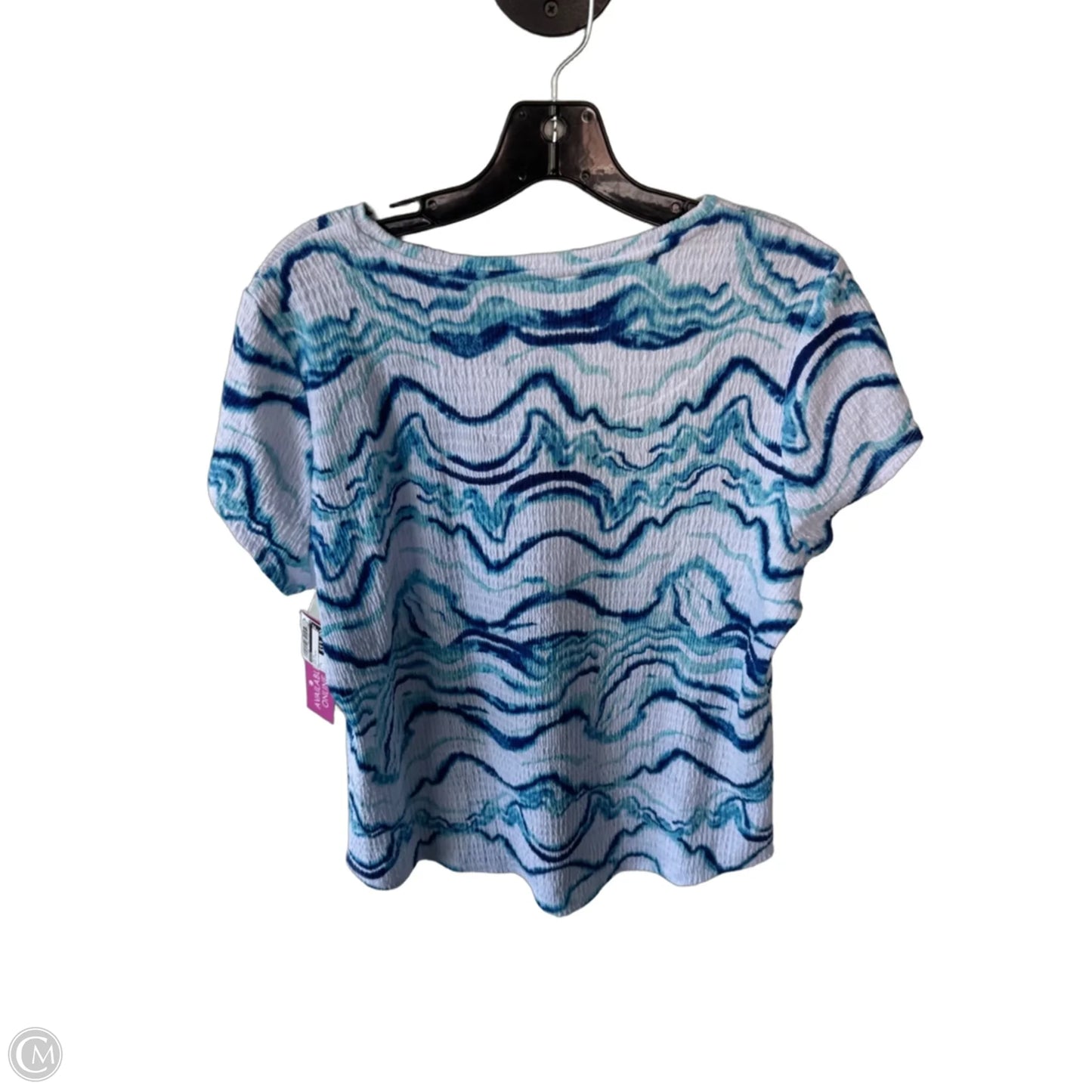 Top Short Sleeve By Chicos In Blue & White, Size: L