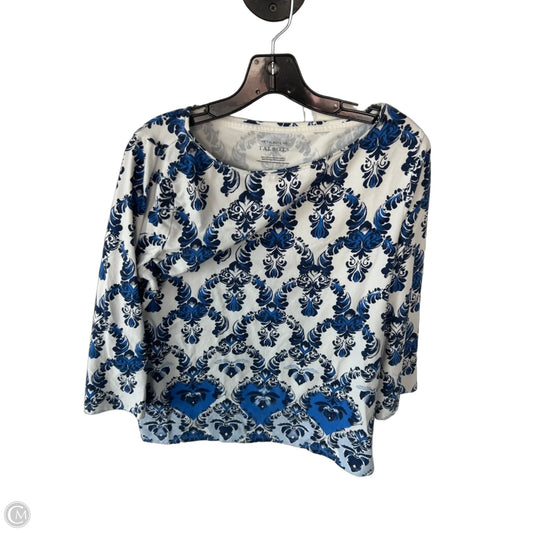 Top Long Sleeve Basic By Talbots In Blue & White, Size: L
