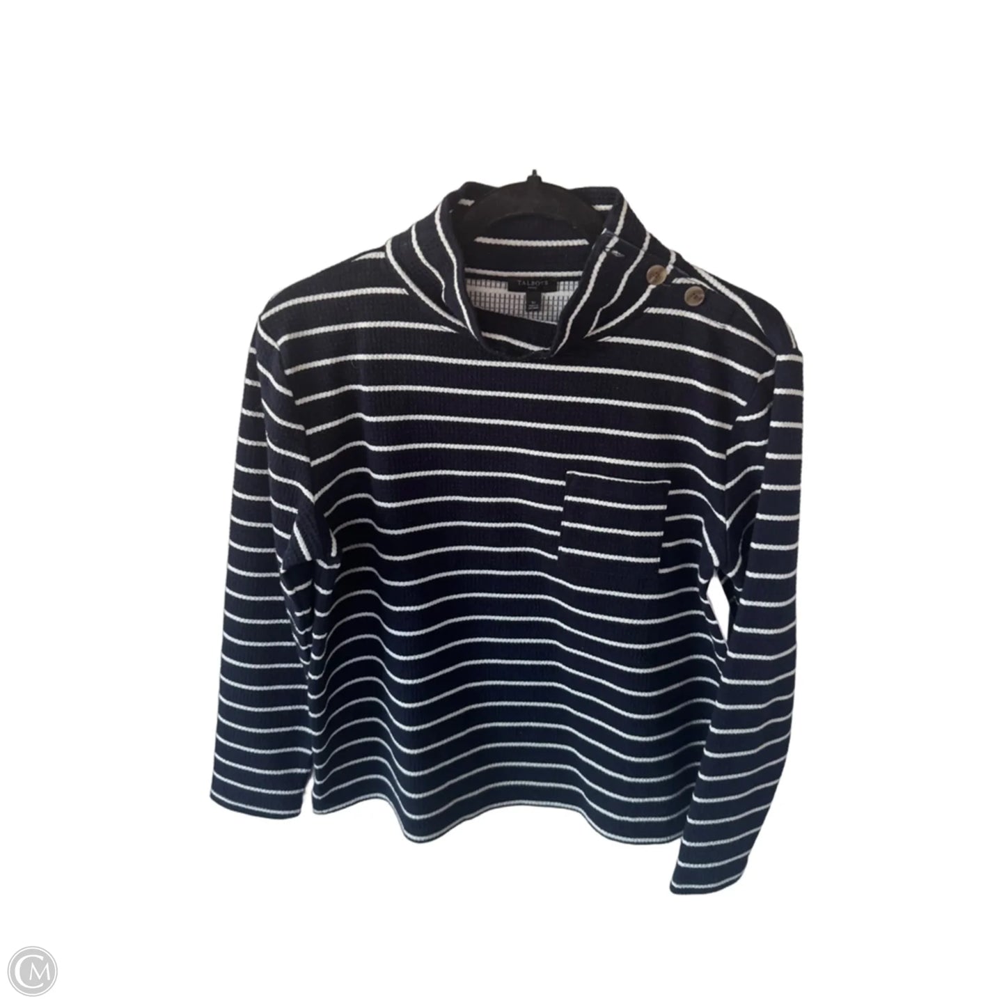 Top Long Sleeve By Talbots In Blue & White, Size: Sp