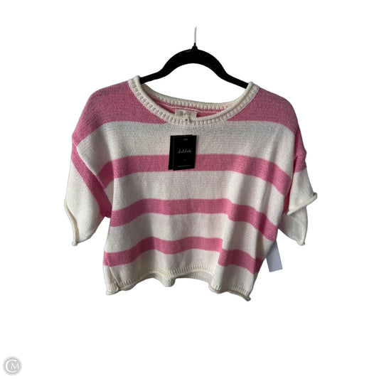 Sweater Short Sleeve By La Miel In Cream & Pink, Size: M