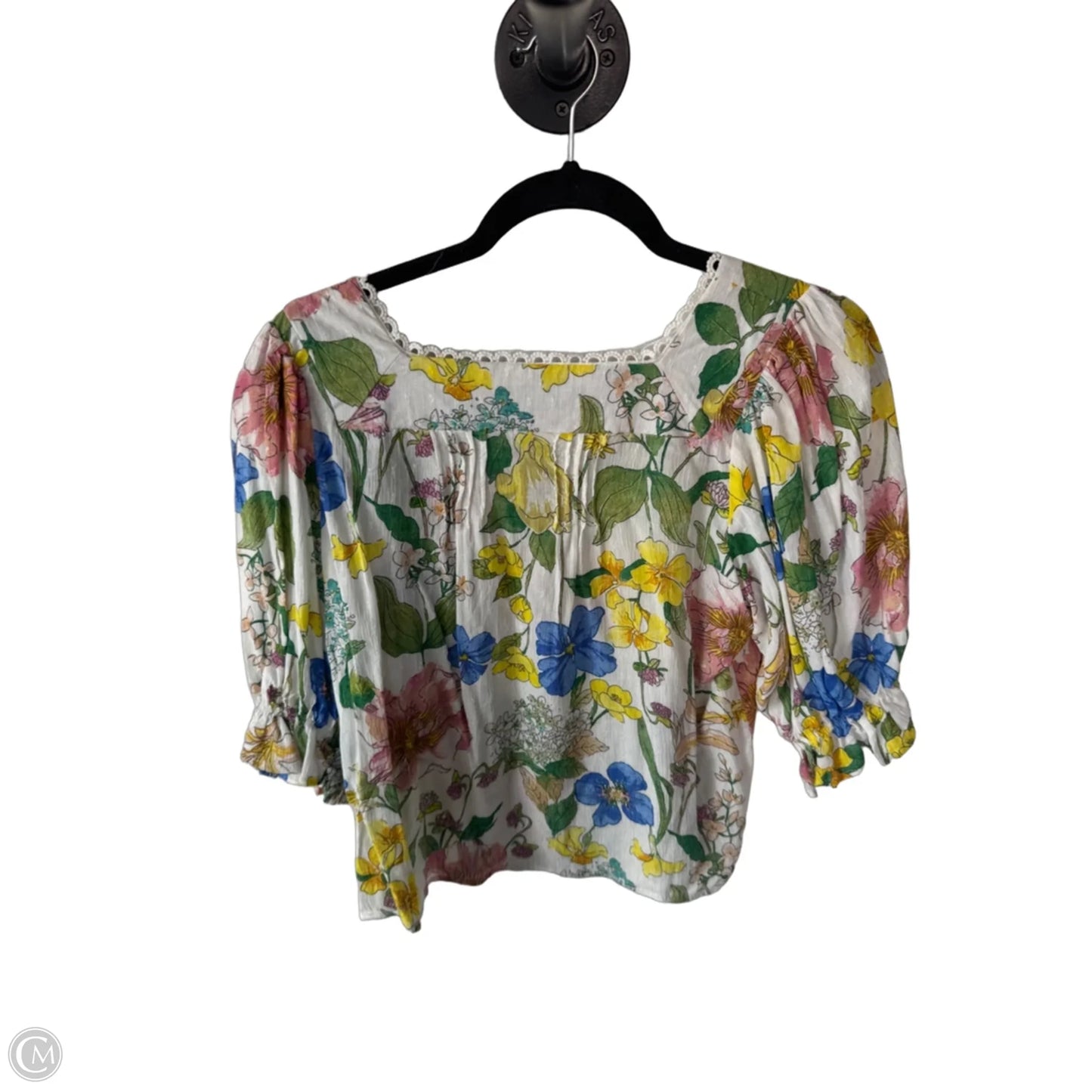 Top 3/4 Sleeve By Laura Ashley In Green & White, Size: Xs
