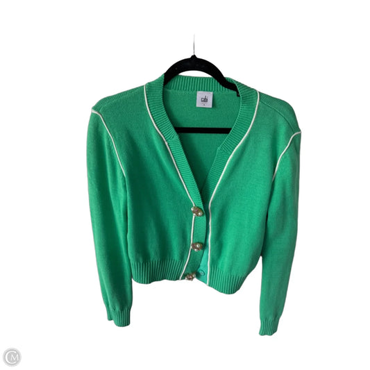 Sweater Cardigan By Cabi In Green & White, Size: S