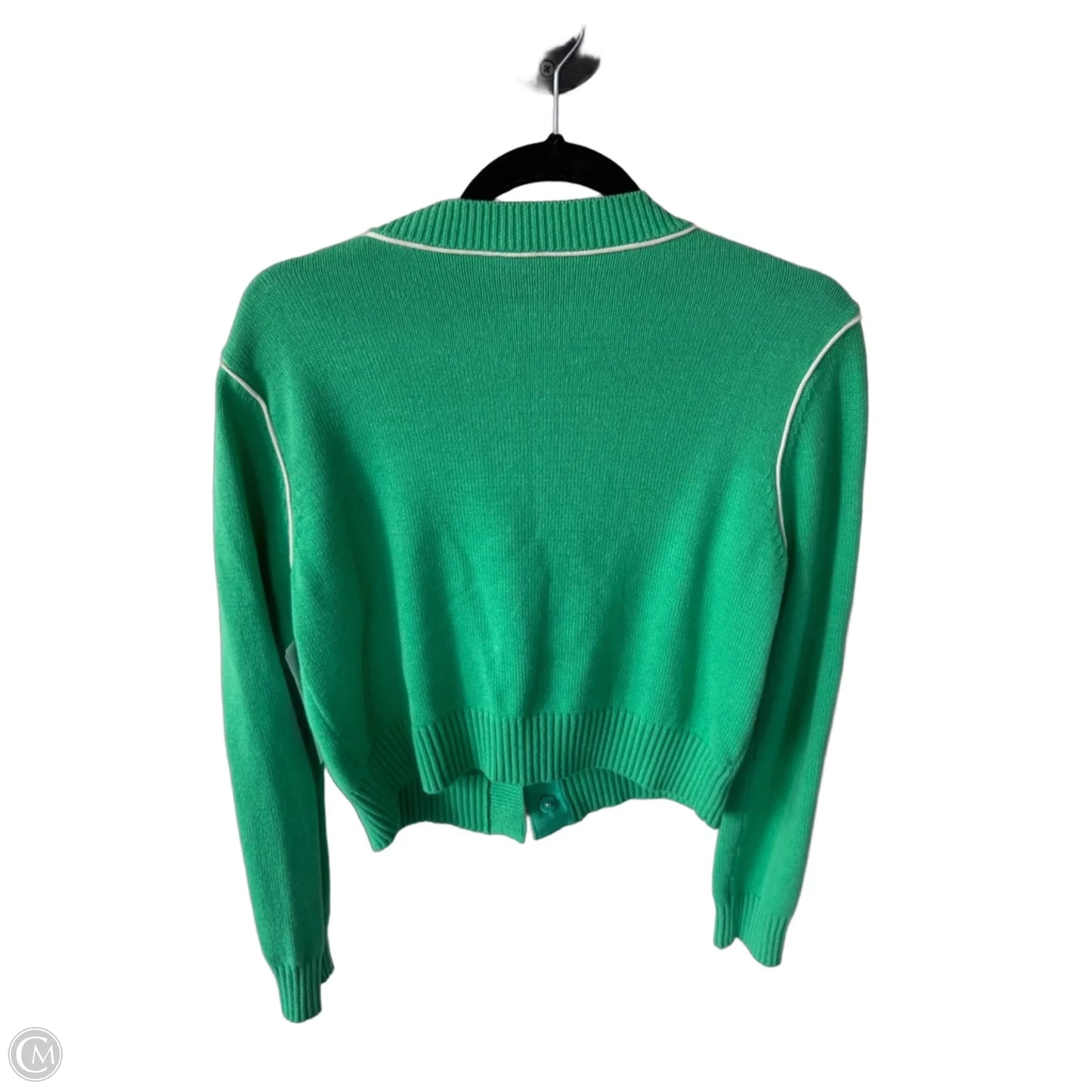 Sweater Cardigan By Cabi In Green & White, Size: S