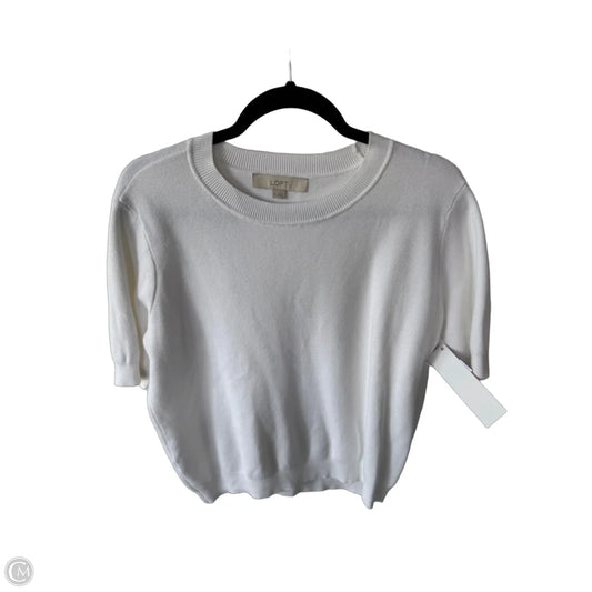 Sweater Short Sleeve By Loft In White, Size: M