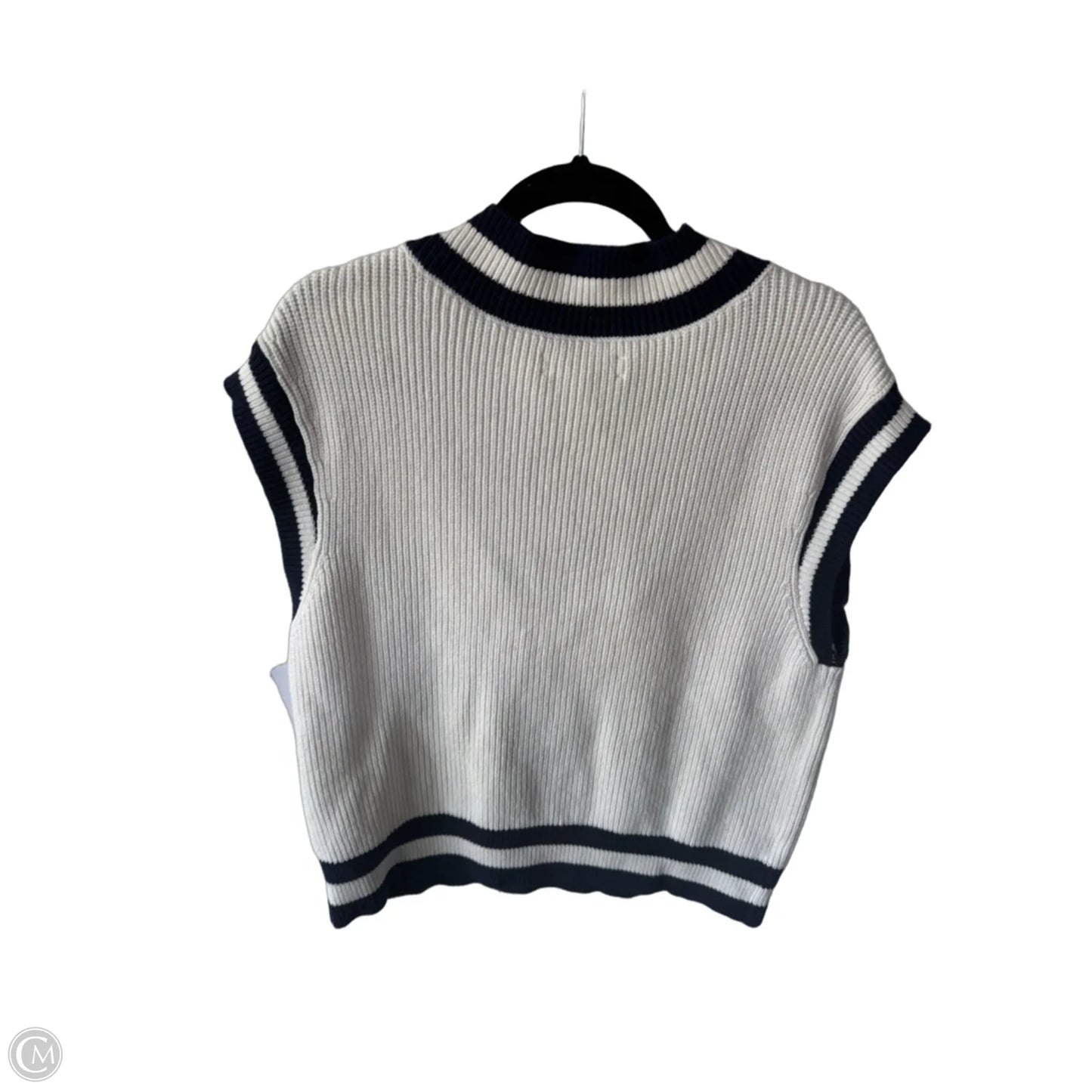 Vest Sweater By Loft In Blue & Cream, Size: L