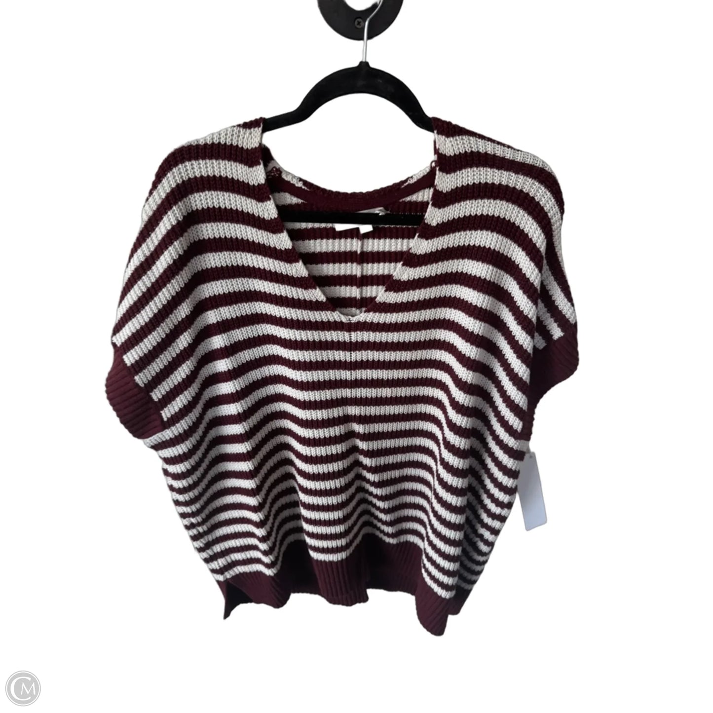 Vest Sweater By Loft In Red & White, Size: L