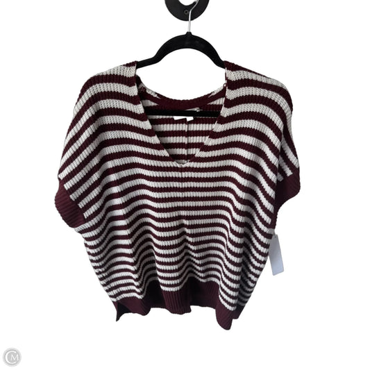 Vest Sweater By Loft In Red & White, Size: L
