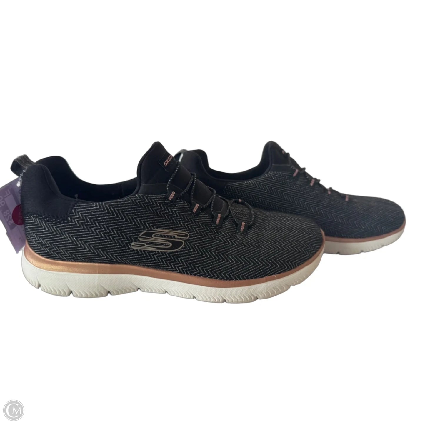 Shoes Athletic By Skechers In Black & Gold, Size: 8