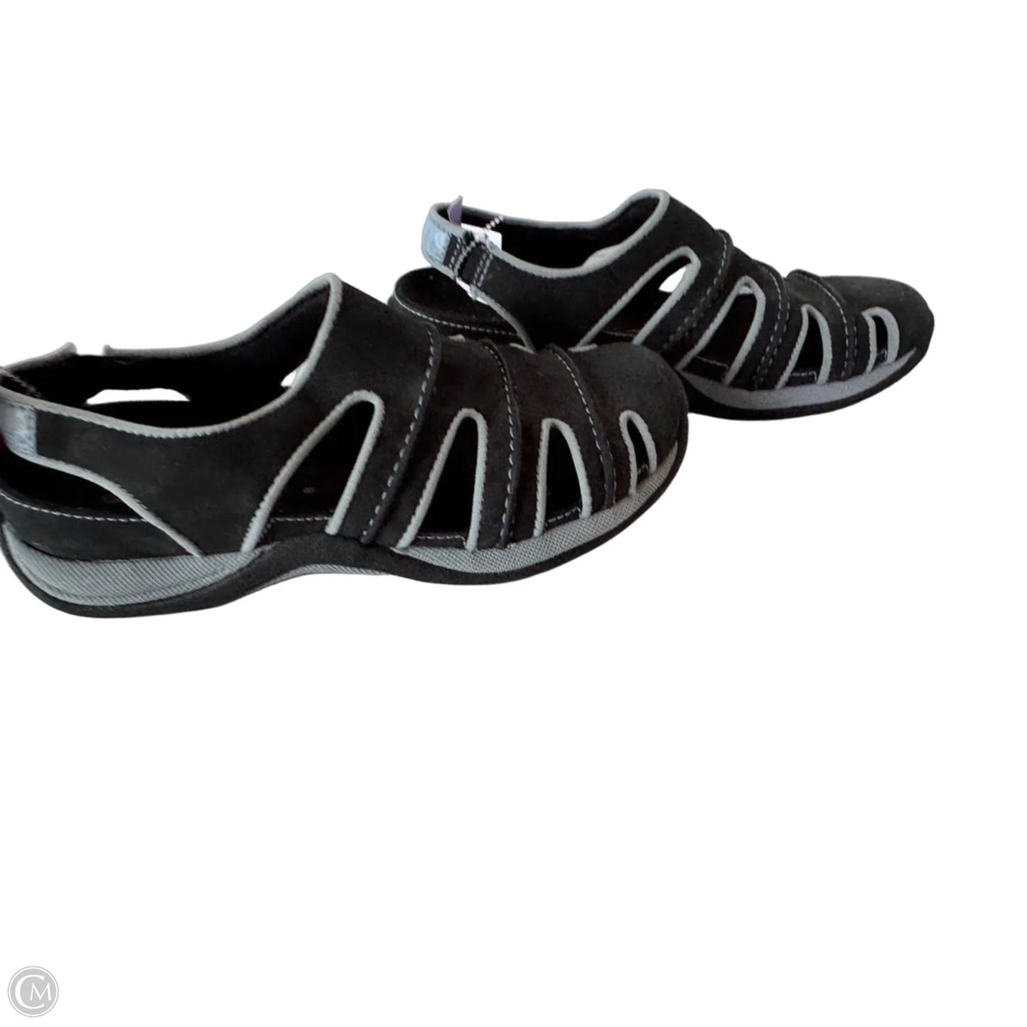 Sandals Flats By Clarks In Black & Grey, Size: 8