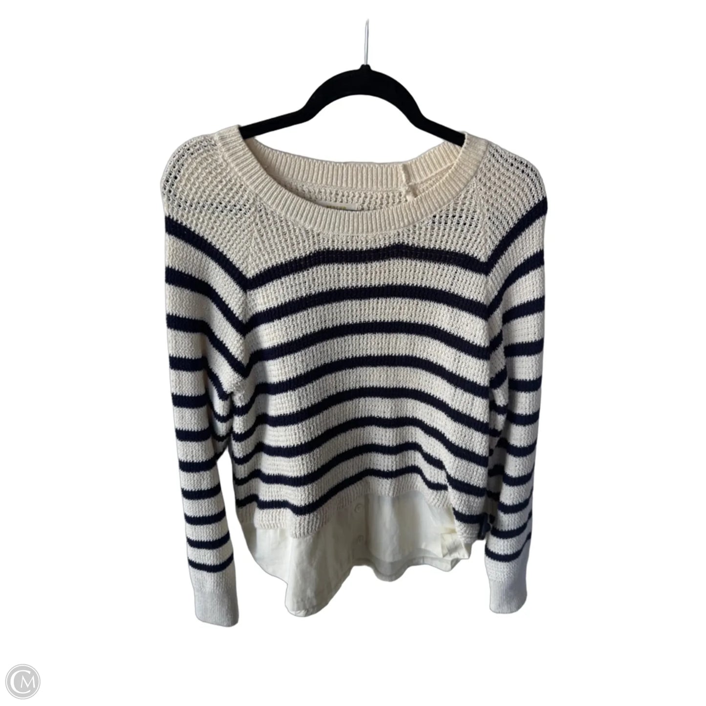 Sweater By Maeve In Blue & Cream, Size: L