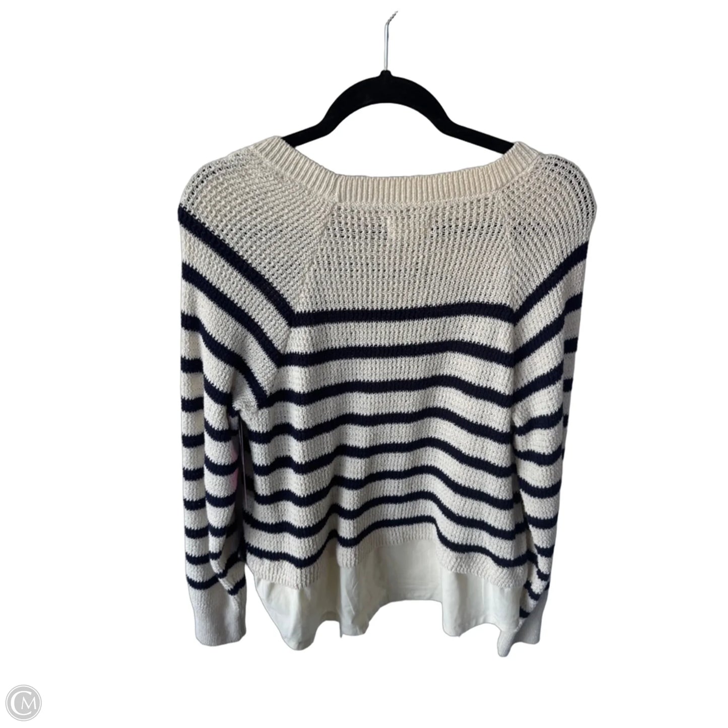 Sweater By Maeve In Blue & Cream, Size: L
