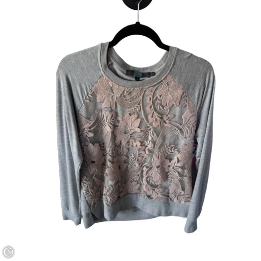 Sweatshirt Crewneck By Eva Franco In Grey & Pink, Size: S
