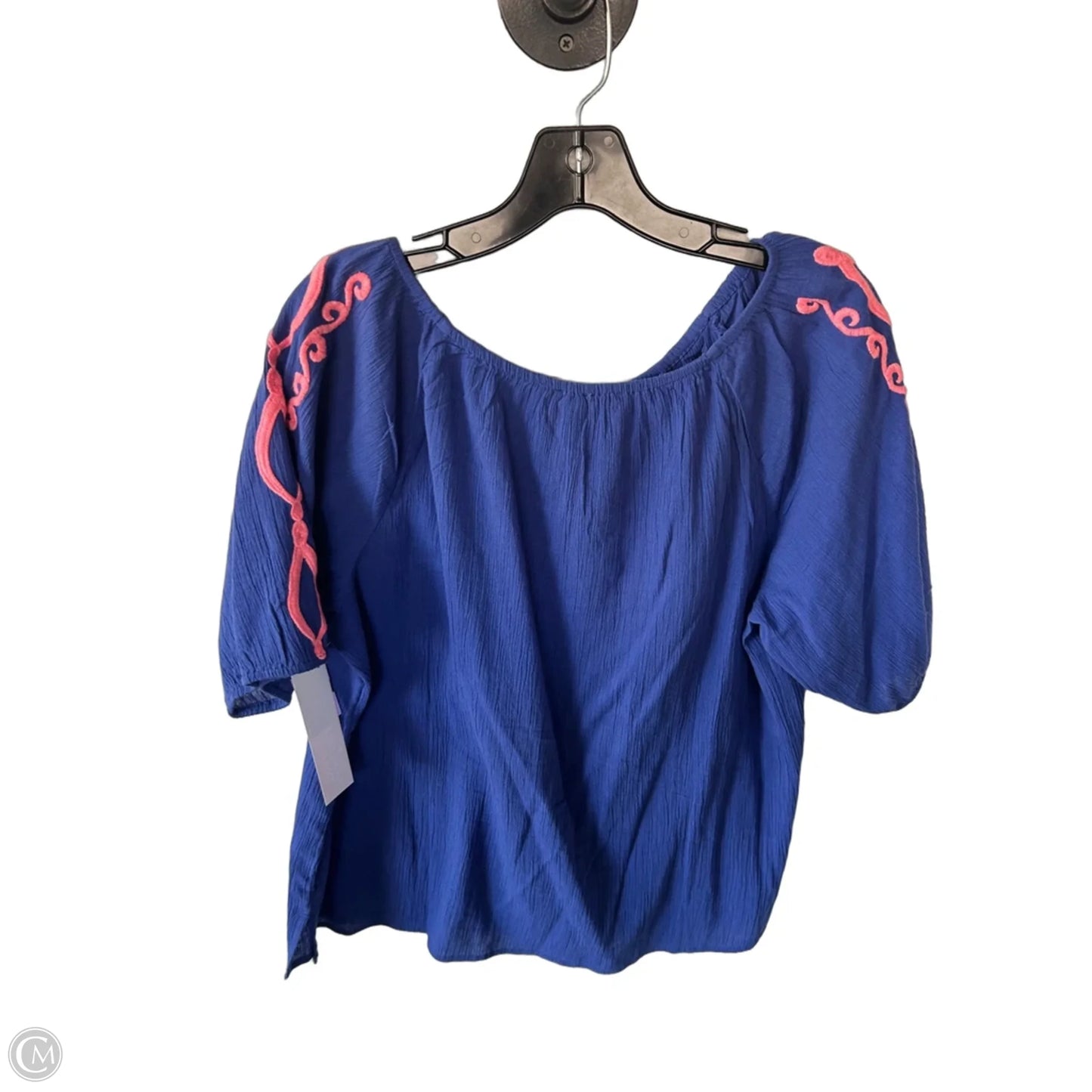 Top Short Sleeve By Talbots In Blue & Pink, Size: L