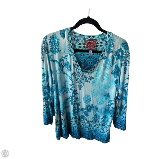 Top Long Sleeve Designer By Johnny Was In Blue, Size: Xl