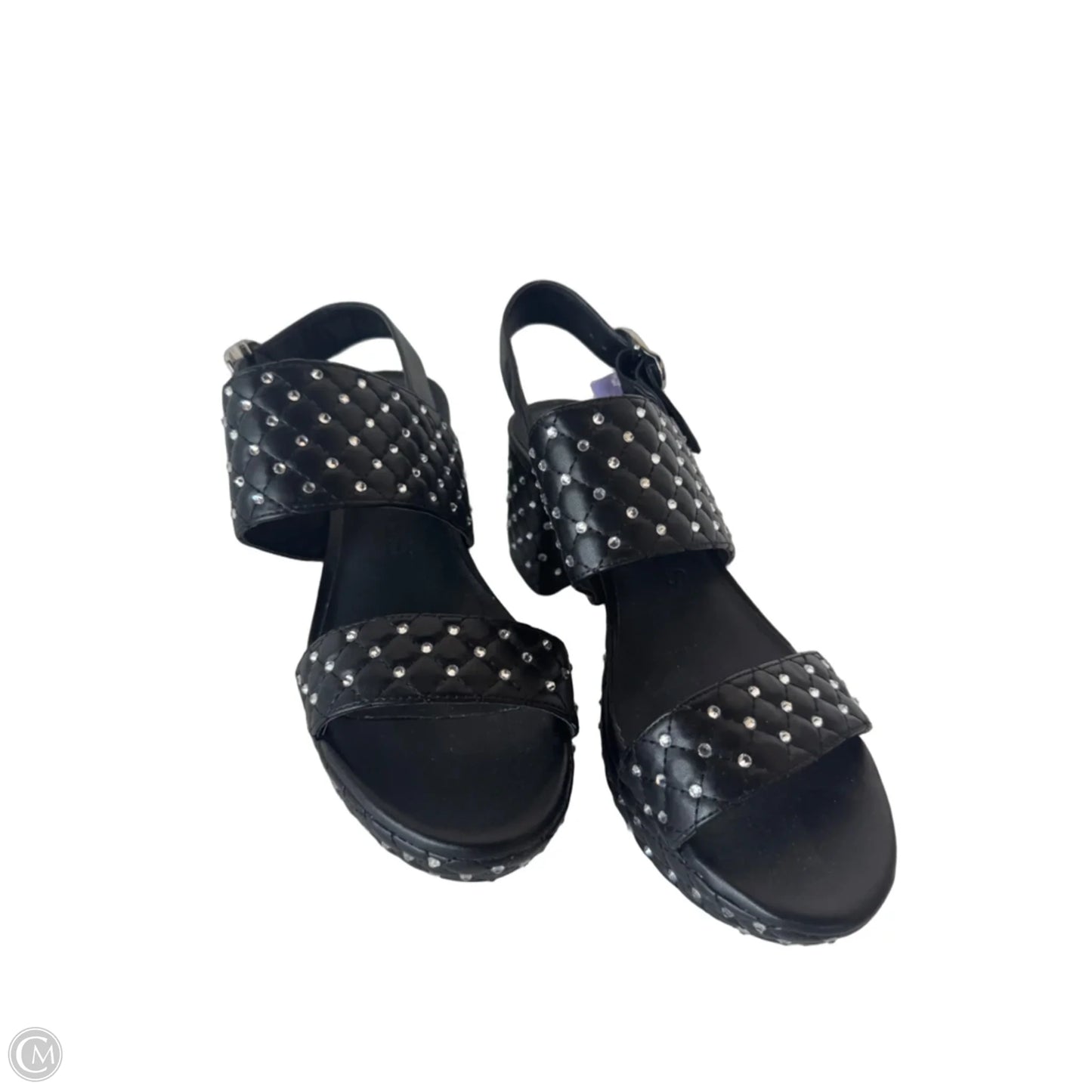 Sandals Heels Block By Aerosoles In Black & Silver, Size: 9.5