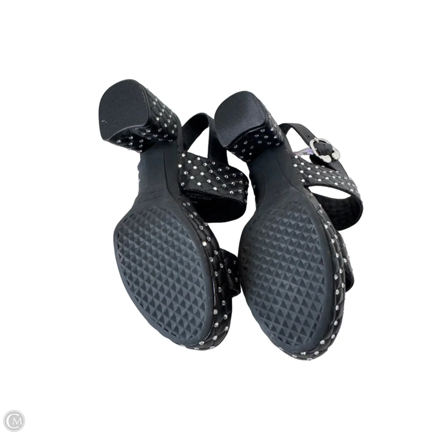 Sandals Heels Block By Aerosoles In Black & Silver, Size: 9.5