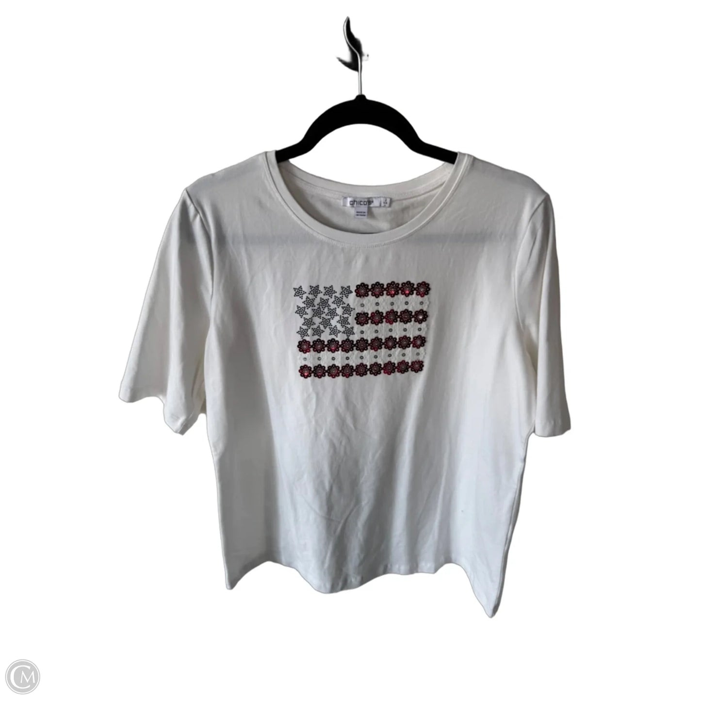 Top Short Sleeve By Chicos In White, Size: L