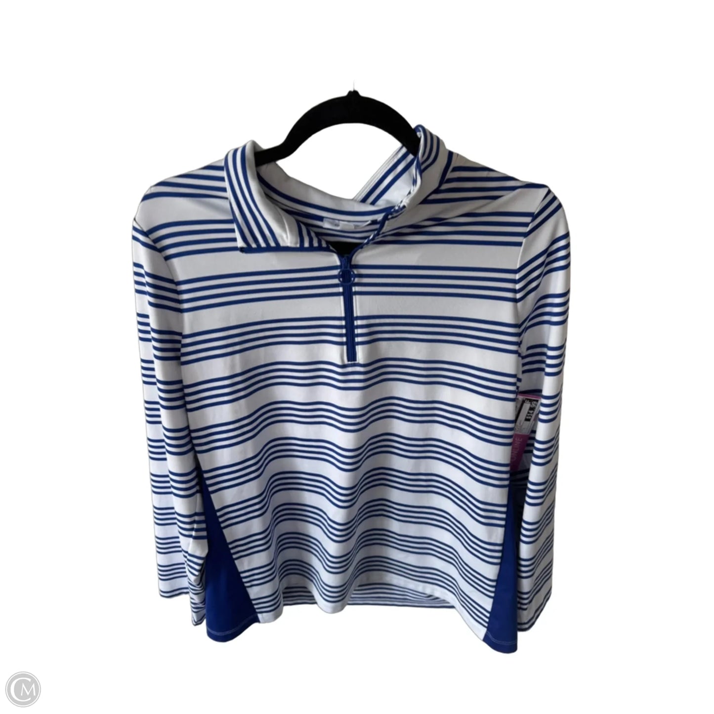 Top Long Sleeve By Chicos In Blue & White, Size: L