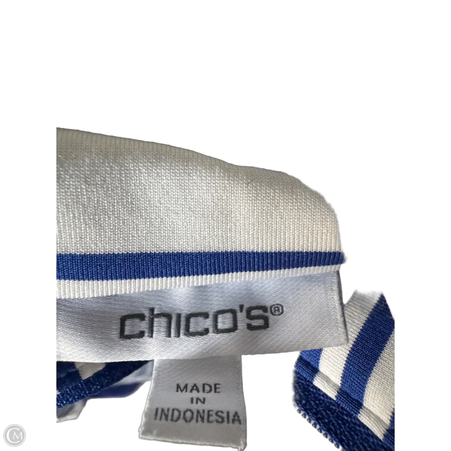 Top Long Sleeve By Chicos In Blue & White, Size: L