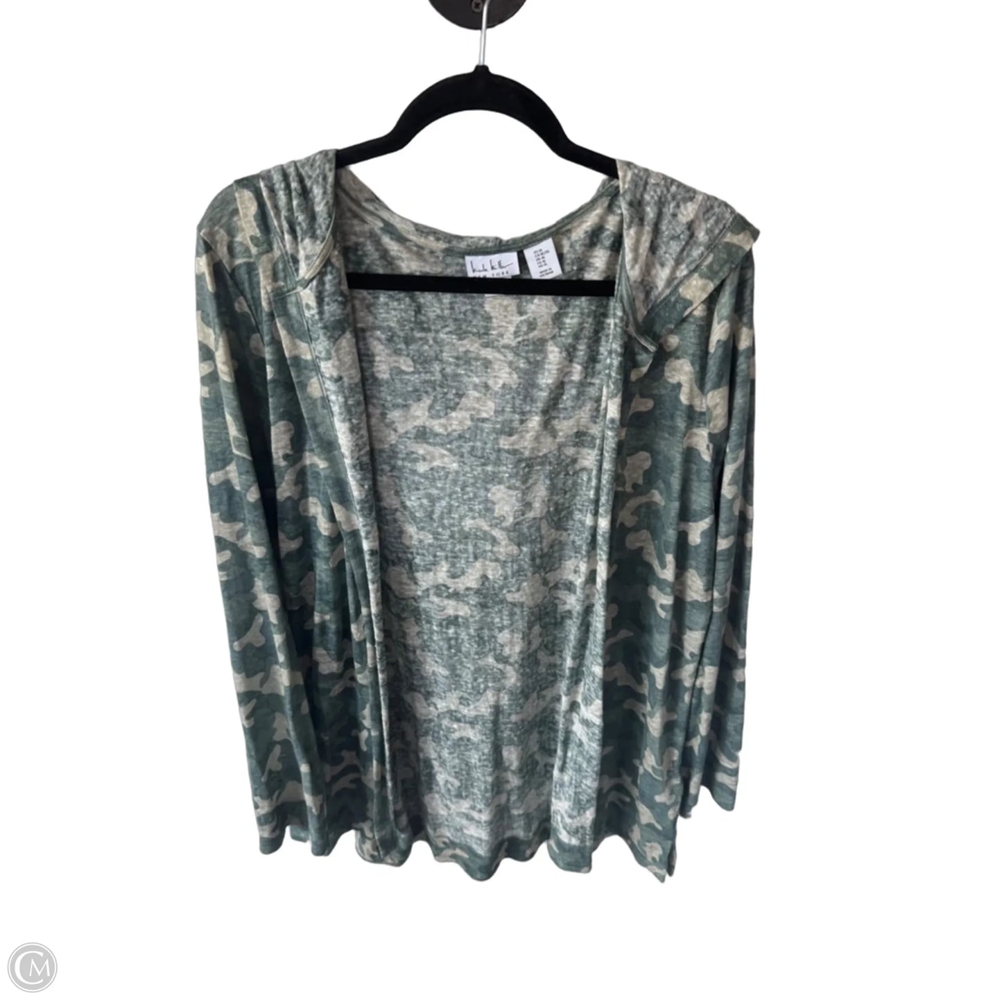 Cardigan By Nicole Miller In Green & Tan, Size: Xl