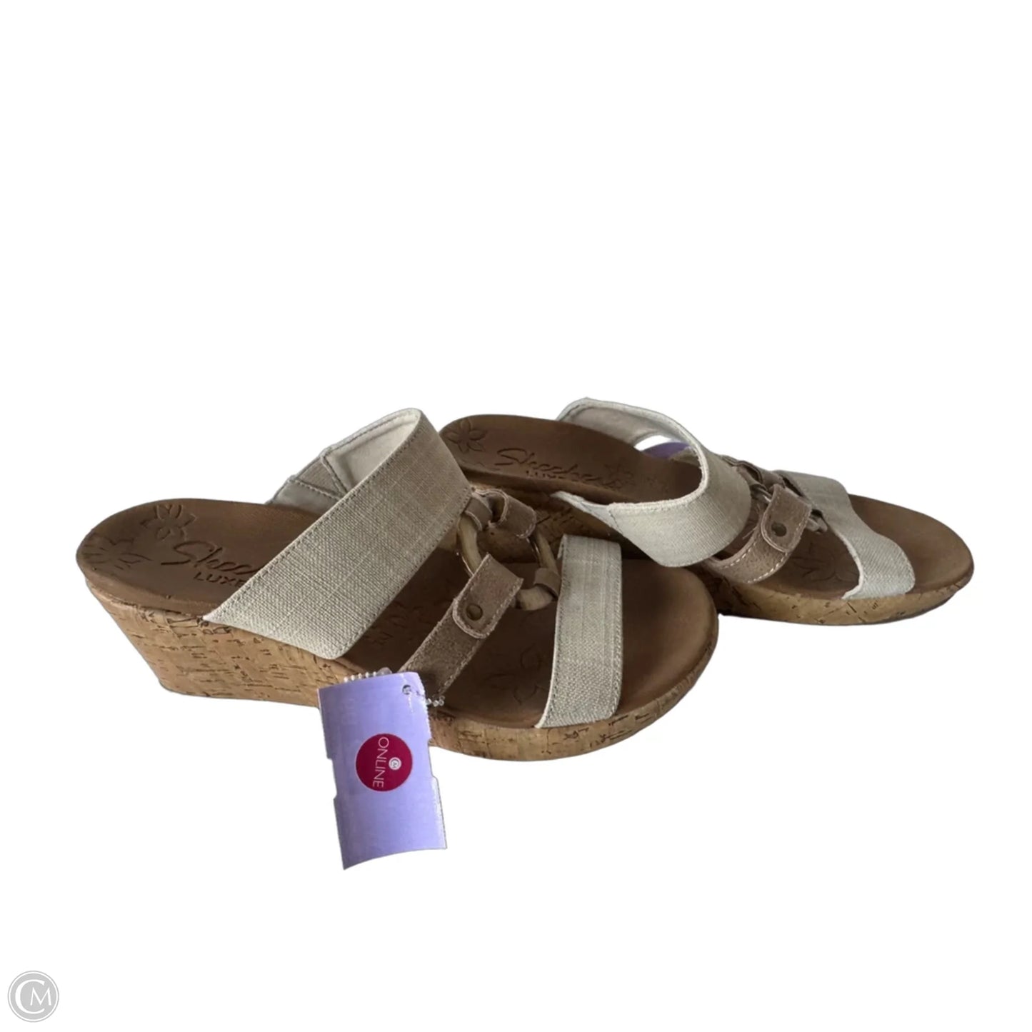 Sandals Heels Wedge By Skechers In Cream & Tan, Size: 7