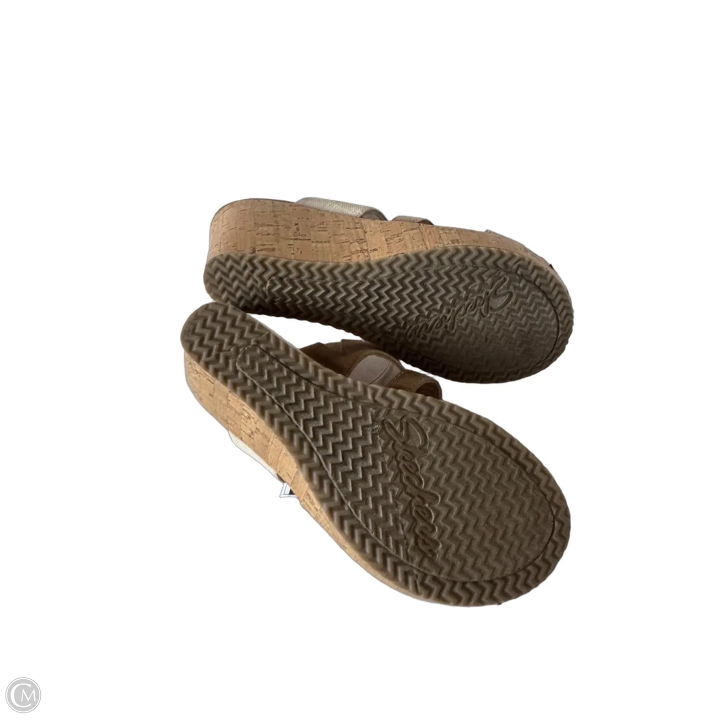 Sandals Heels Wedge By Skechers In Cream & Tan, Size: 7