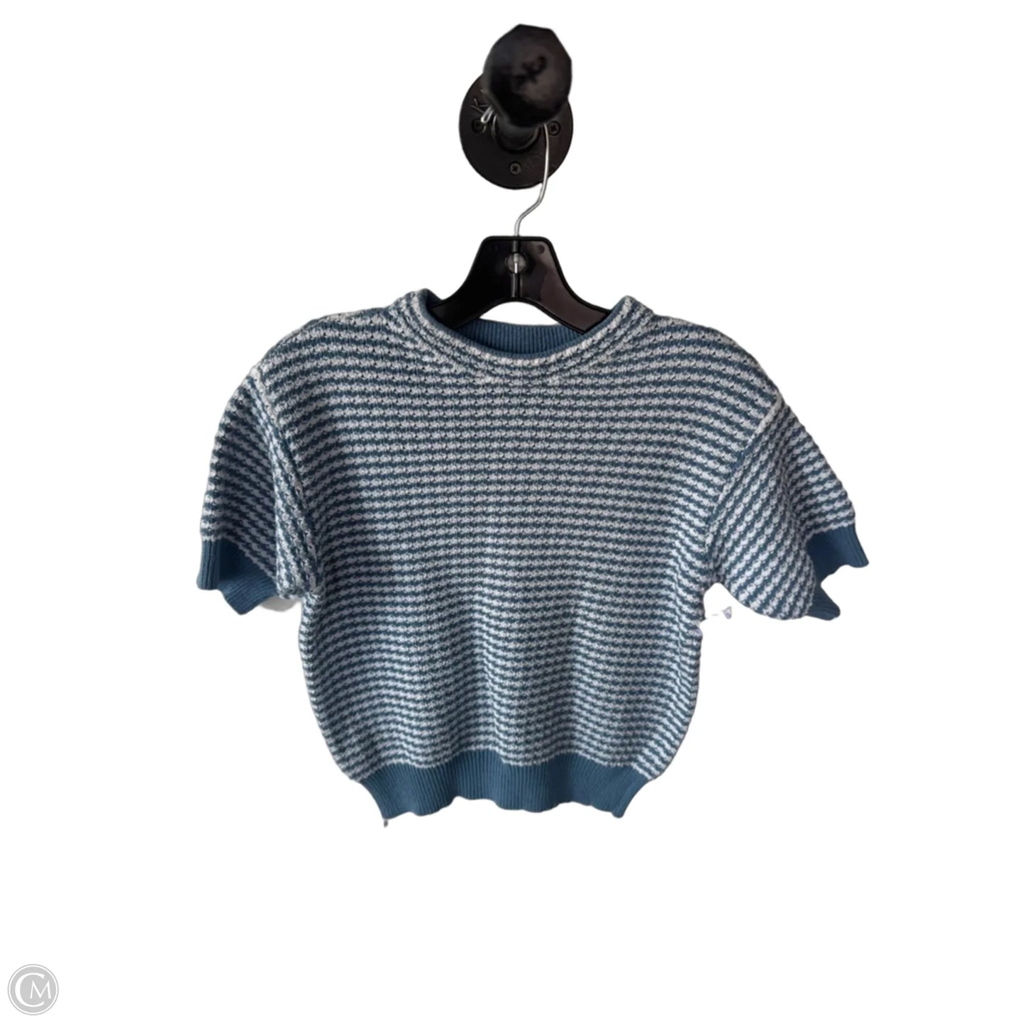 Sweater Short Sleeve By Ann Taylor In Blue & White, Size: S