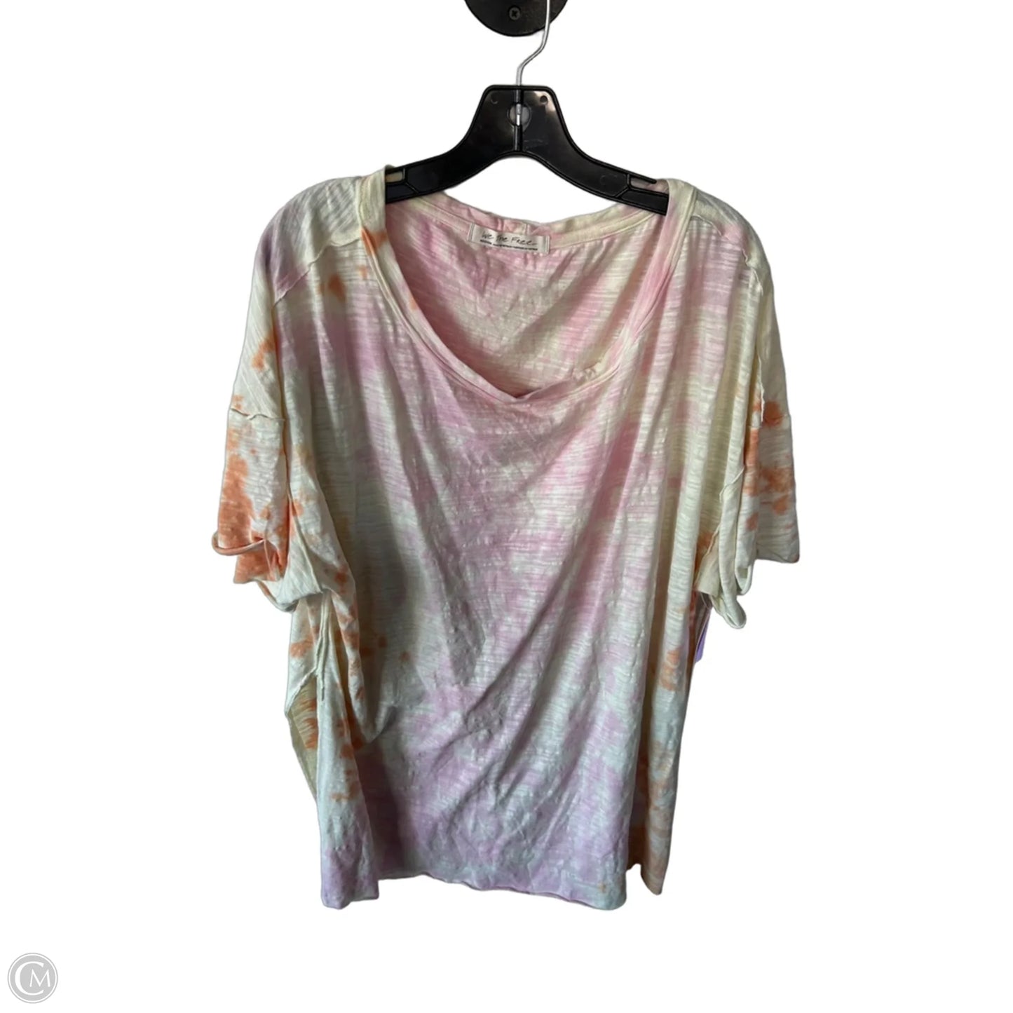 Top Short Sleeve By We The Free In Cream & Pink, Size: M