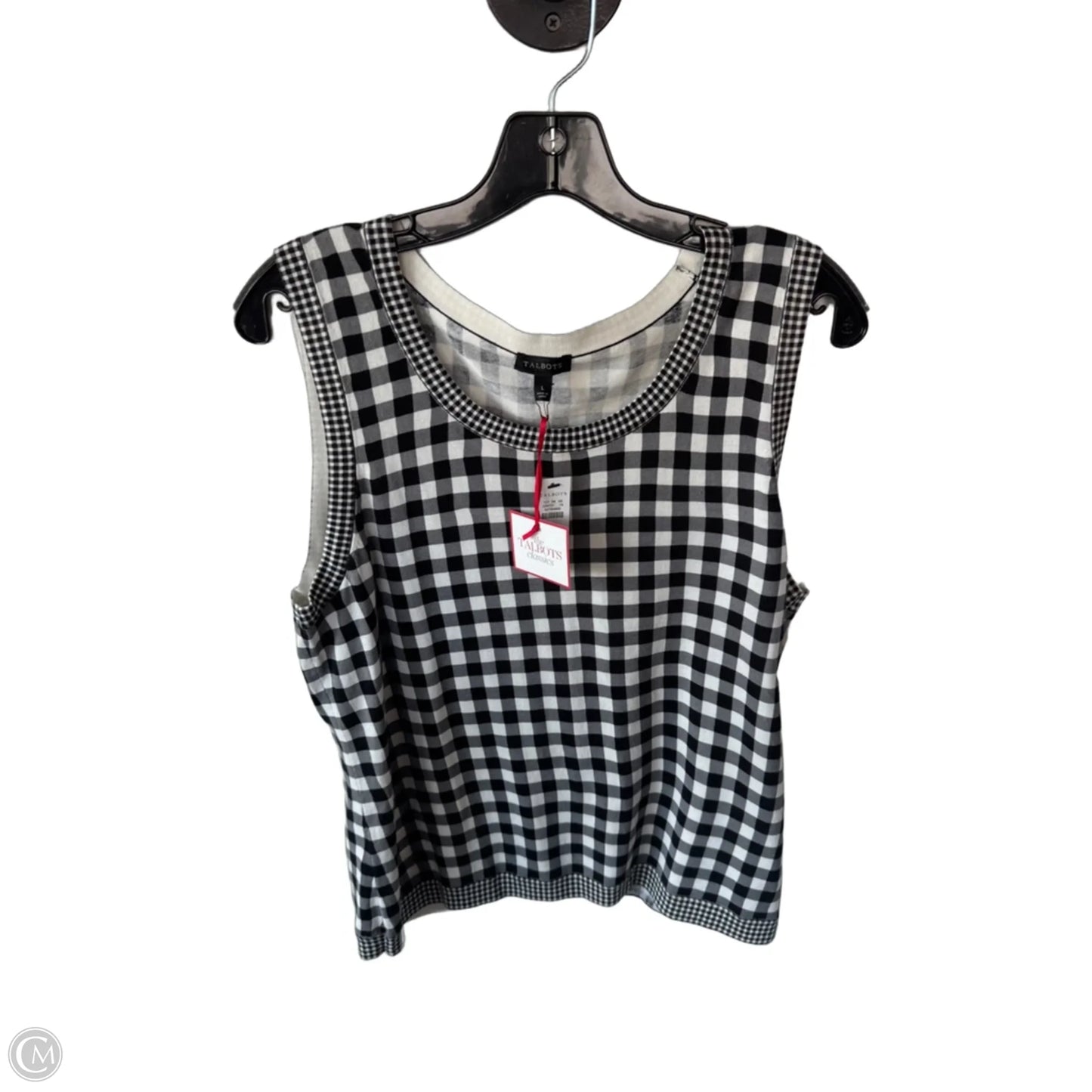 Vest Sweater By Talbots In Black & White, Size: L