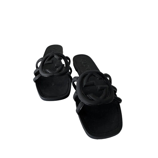 Sandals Luxury Designer By Gucci In Black, Size: 6.5