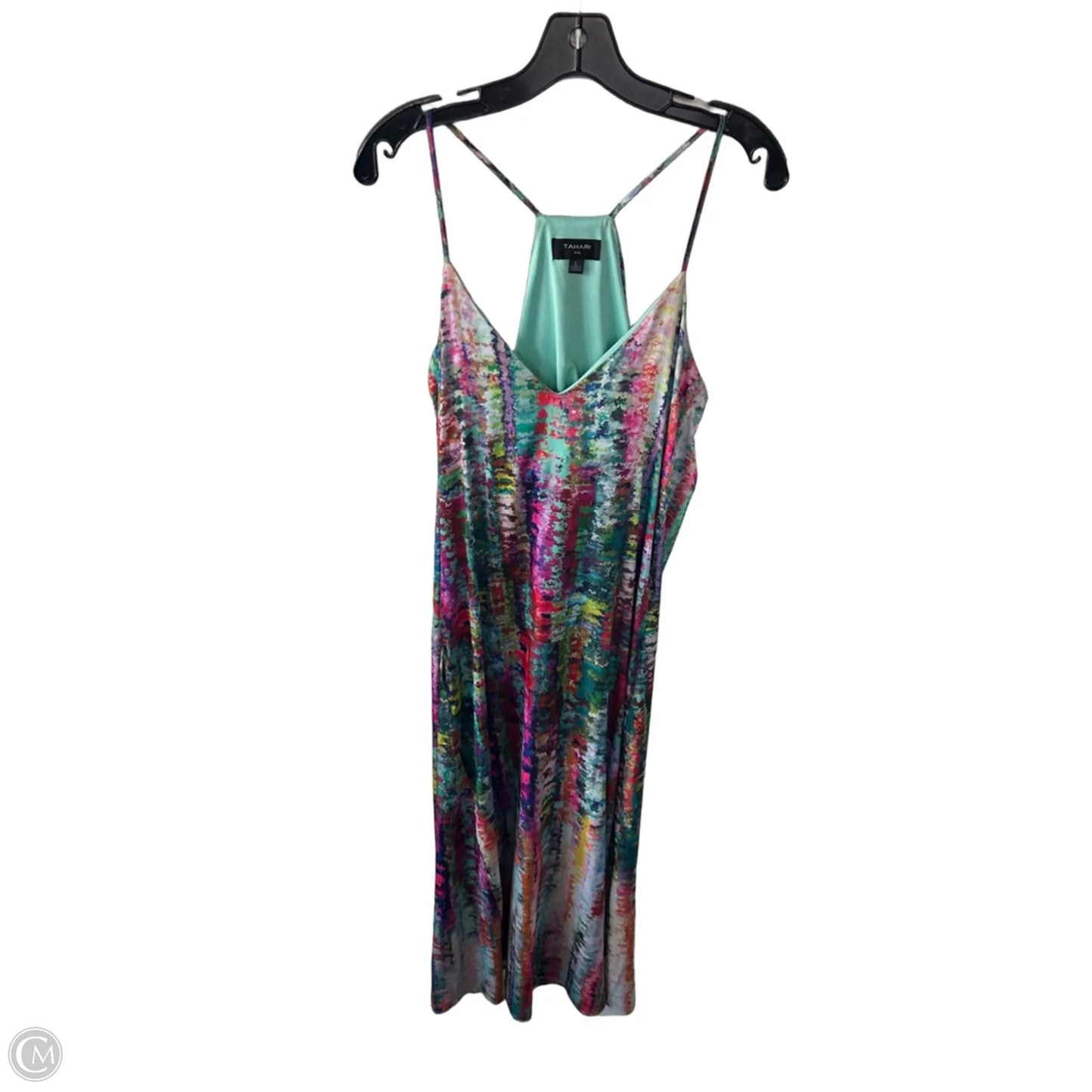 Dress Casual Maxi By Tahari In Green & Pink, Size: L