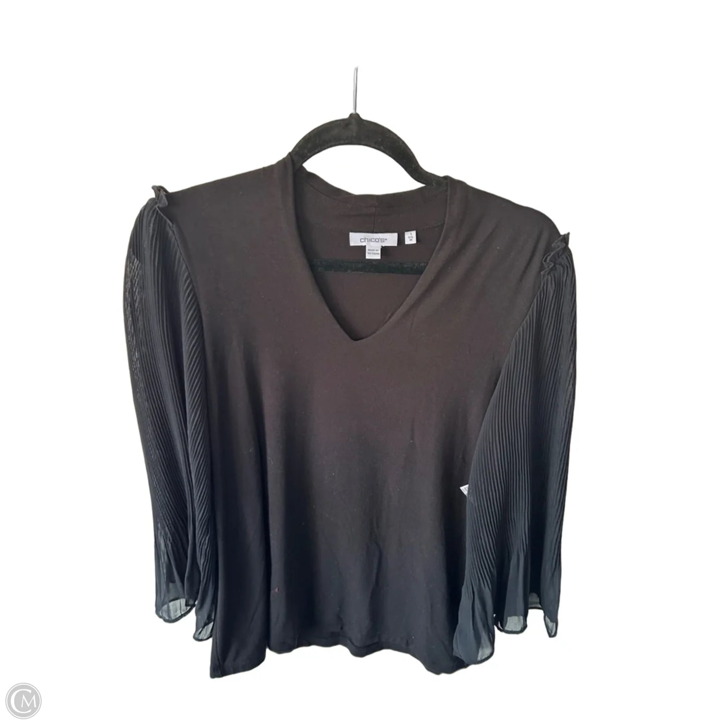 Top Long Sleeve By Chicos In Black, Size: M