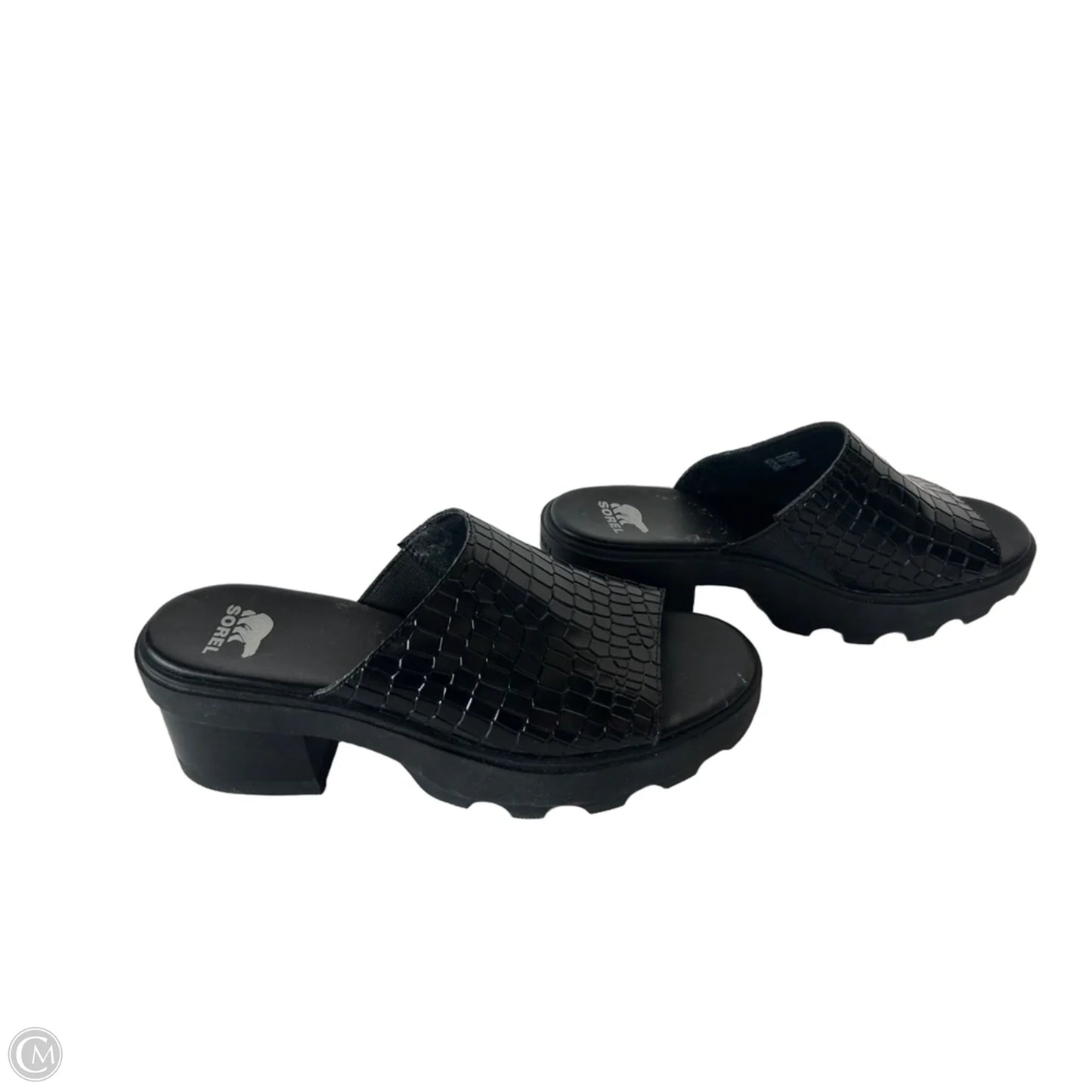 Sandals Heels Block By Sorel In Black, Size: 9.5