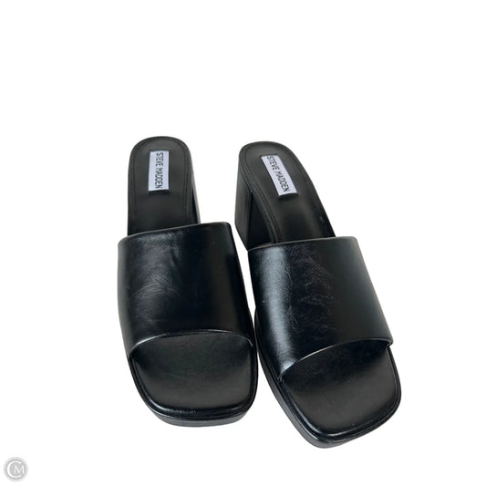 Sandals Heels Block By Steve Madden In Black, Size: 9.5