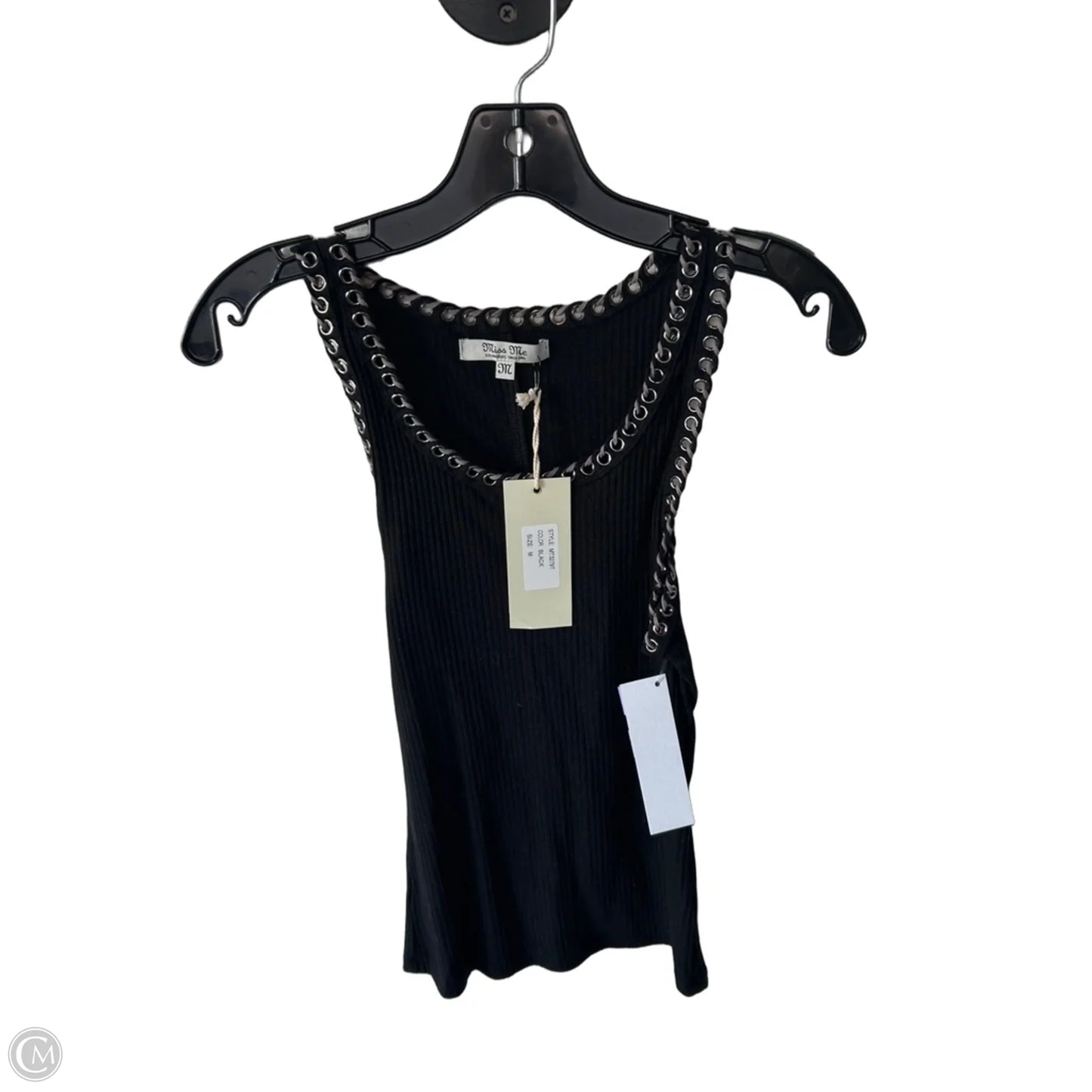 Top Sleeveless By Miss Me In Black & Silver, Size: M